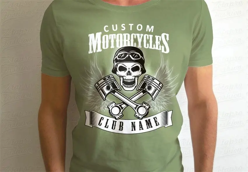 Модная летняя футболка из 100% хлопка Байкерская с надписью Moto Teschio Club Hot Rot