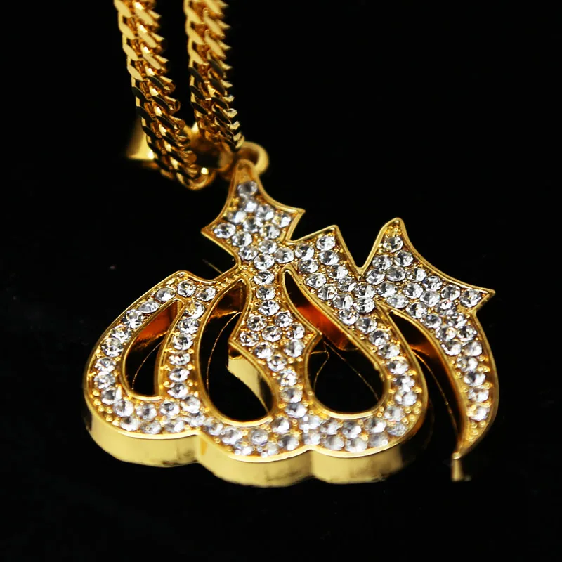 

Men hip hop Iced Out Muslim Allah Pendant Necklace fashion Islamic Koranic Gift Islam Muslim Necklace hiphop jewelry