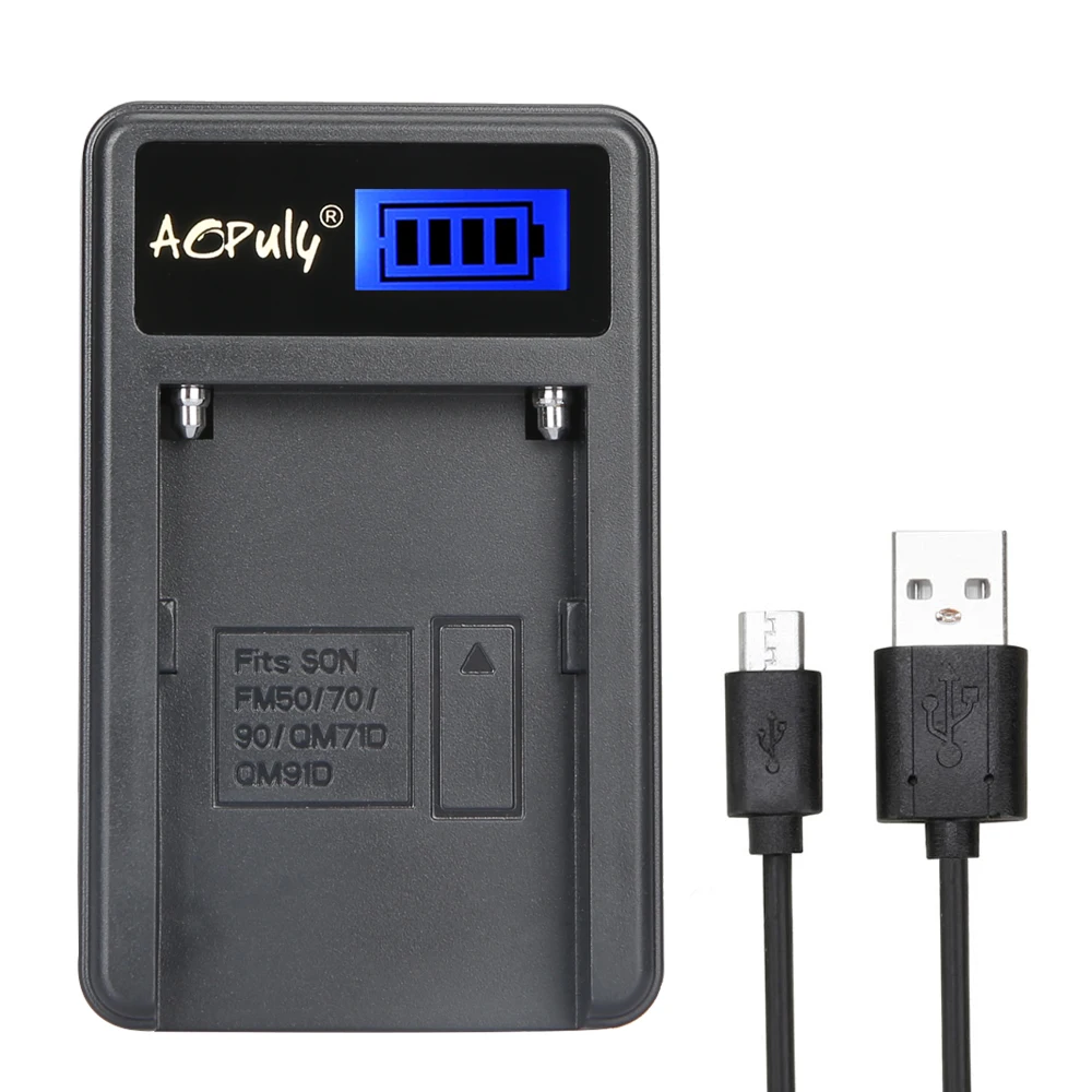 AOPULY зарядное устройство NP-FM50 NP FM50 камера батарея ЖК USB для Sony Alpha A100 DSLR-A100 A100K CCD-TRV408