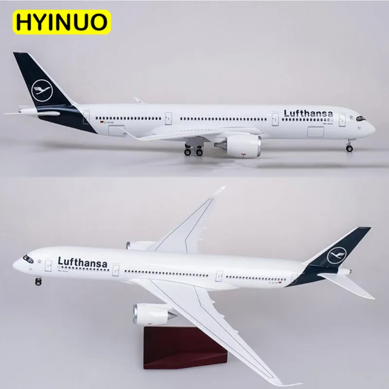 1/142 масштаб 47 см самолет Airbus A350 Lufthansa авиакомпания Модель W светодиодный светильник и колесо литой пластик Смола самолет для сбора