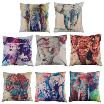 

1 pcs Pillow Cover Creative Color Elephant Pattern Cotton Pillow Covers Pillow Cover Pillow Case E5M1