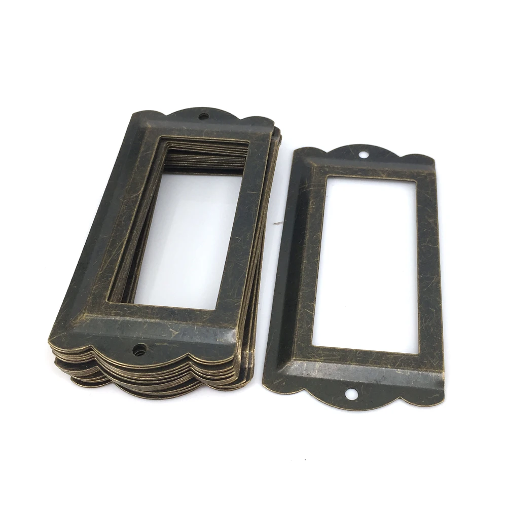 12PCS Antique Style Cabinet Drawer Door Label Tag Frame File Name Card Holder Antique Bronze 85x42mm