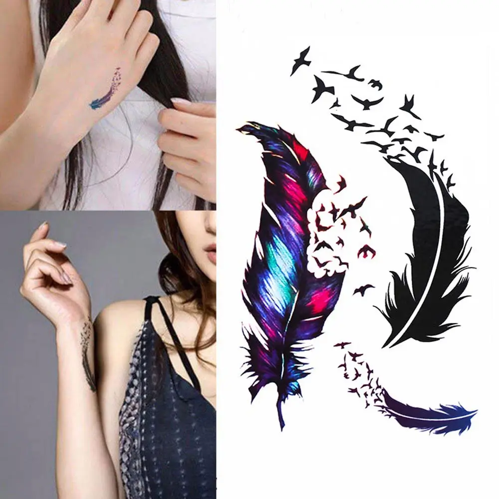 Tomtosh ساخنة جديدة للماء صغيرة أوزة ريشة لون الجسم فن الوشم ملصقات ديي الجمال ماكياج شحن مجاني Tomtosh ساخنة جديدة للماء صغيرة أوزة ريشة لون الجسم فن الوشم ملصقات ديي الجمال ماكياج شحن مجاني