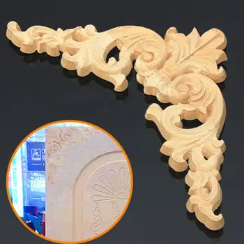 

European Style New Fashion Hot Sale Unpainted Wood Oak Carved Corner Onlay Applique Furniture Home Decor 12.5x12.5cm