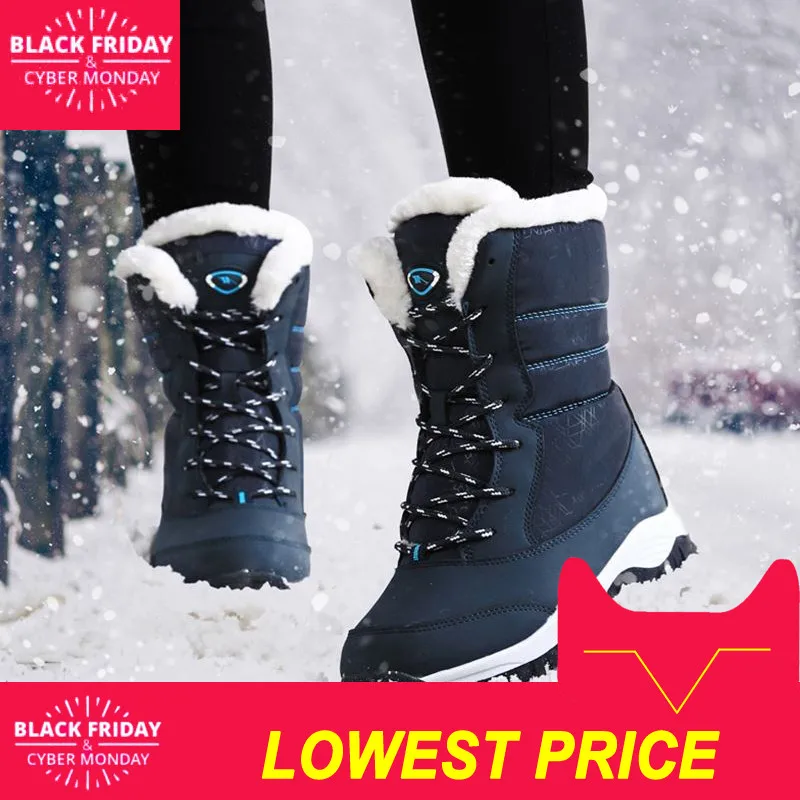 

Women boots non-slip waterproof winter ankle snow boots women platform winter shoes with thick fur botas mujer