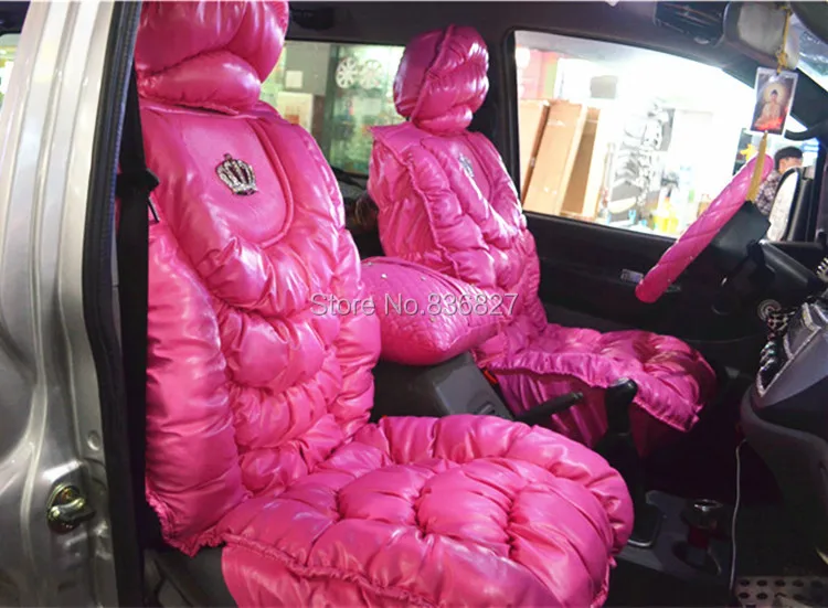 Женская зимняя милая Мода высокого качества папа корона с алмазами пузырь розовый цвет кожа универсальный автомобильный чехол