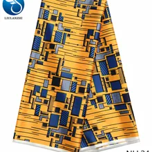 LIULANZHI нигерийская атласная шелковая ткань желтого цвета Анкара набивная Атласная Ткань 5 ярдов/шт для платья NLL20-43