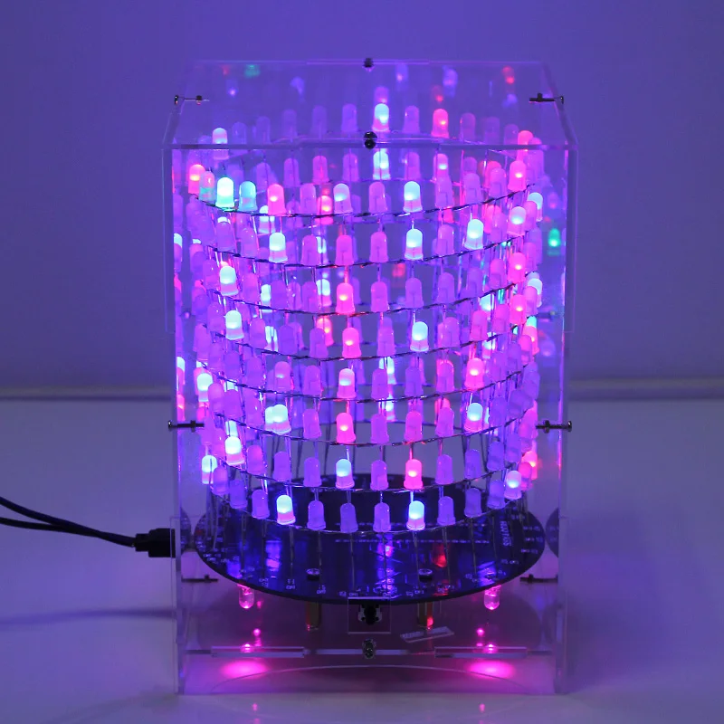 Colorful RGB Dream Light Circle 5mm LED DIY Kit Light Cube DIY Kit With Shell Music Spectrum Module 8x32 Dot Matrix for Gift