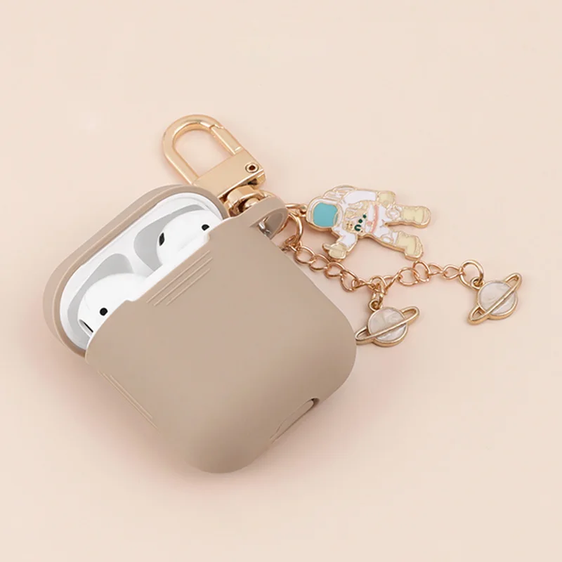 Роскошный силиконовый чехол с космическим космонавтом для Apple Airpods 1, 2, чехол для аксессуаров, защитный чехол, чехол для наушников, брелок