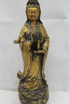 

wholesale factory 18"China Buddhism Brass Kwan-yin Guan Yin Boddhisattva Goddess Vsae Statue 25% off