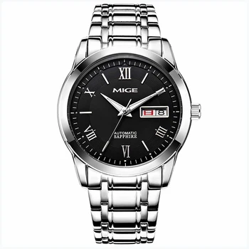 

Mige Top Brand Luxury Casual Mechanical Man Watch Relogio Masculino Sapphire Black Steel Case Waterproof Automatic Mans Watches