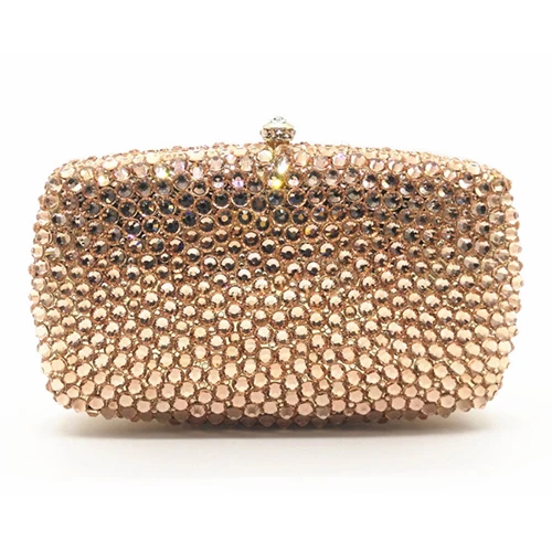 

Fully Crystal Women Evening Clutches Bag Metal Minaudiere Box Clutch Bag Bridal Handbags Wedding Purse gold/silver/black/red bag