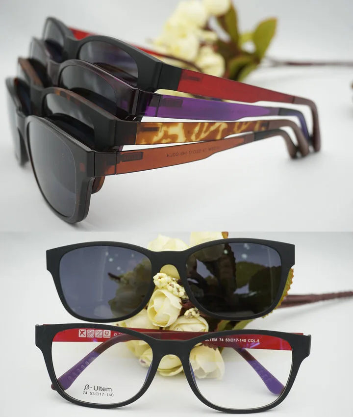 Ultem Clip On Sunglasses Frame 74 Polarized Lens Glasses Eyewear