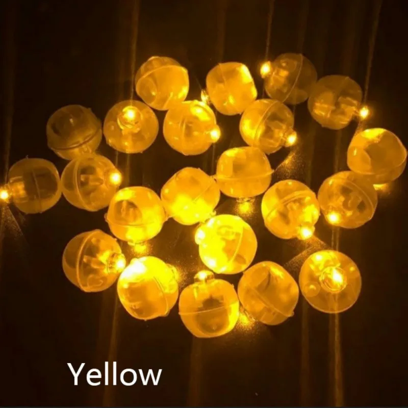 Многоцветная круглая Светодиодная Вспышка шар 10 шт. лампа шар светильник долгое время ожидания для бумажный фонарь воздушный шар светильник вечерние свадебные украшения - Испускаемый цвет: Светло-желтый