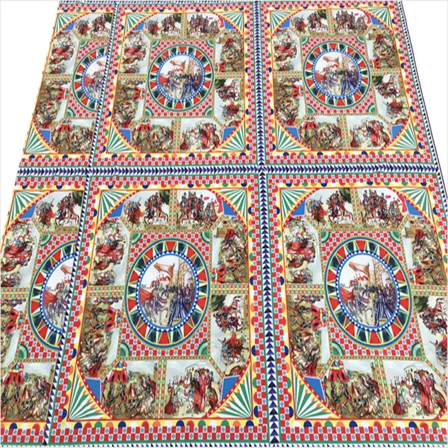 

0.65meter Sicilian Knights Print Four Way Stretch Polyester Fabric for Woman Spring Summer Dresses Skirt Blouse Sewing-AF799