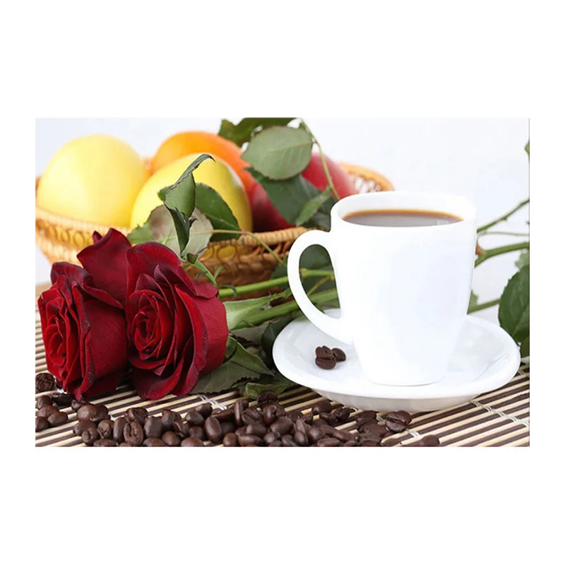 Diamond Embroidery Full Needlework Rose coffee cup DIY Diamond Painting Cross Stitch Rhinestone Handmade Craft