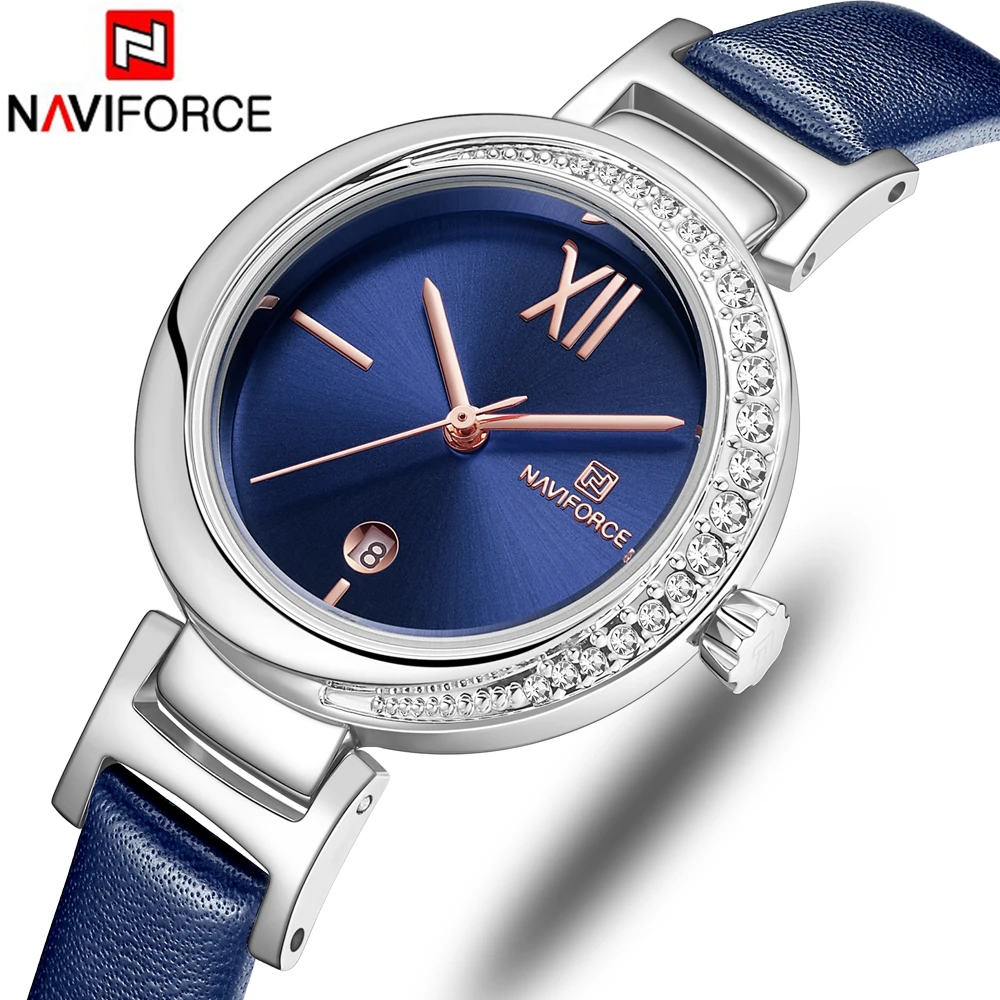 Часы наручные Naviforce женские кварцевые Брендовые повседневные с ремешком из