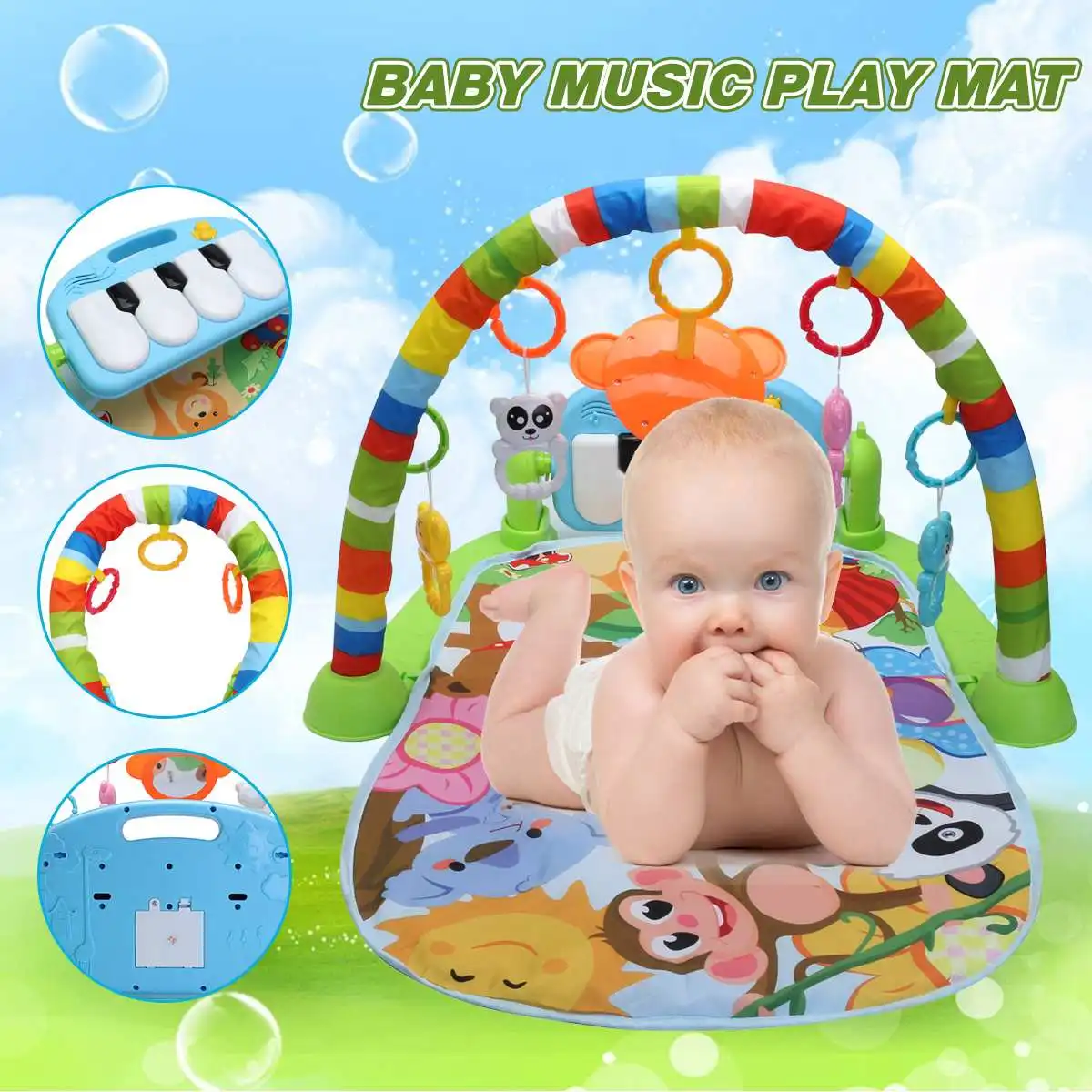 

3 in 1 Educational Toys Baby Play Mat Kids Rug Educational Puzzle Carpet With Piano Keyboard And Cute Animal Playmat Baby Gym