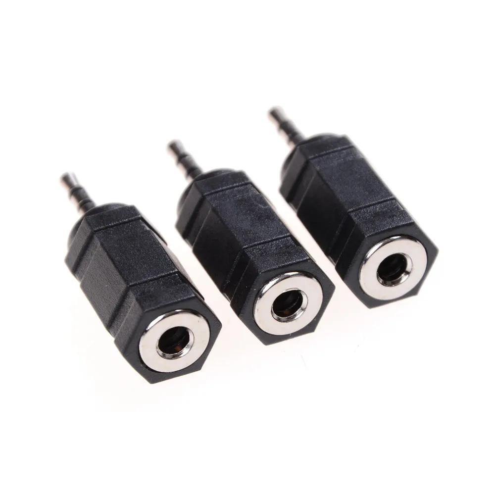 

Black 3 PCS 2.5mm Male To 3.5mm Female Audio Stereo Headphones jack Adapter Plug Quick Connector Terminal