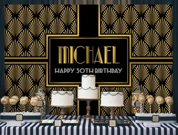 

custom gold Great Gatsby Adults backdrops High quality Computer print party backgrounds