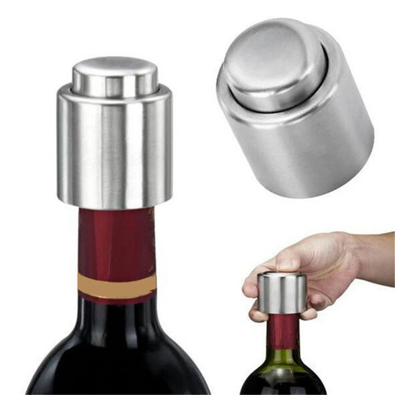 

1Pc Stainless Steel Vacuum Wine Bottle Stopper Sealed Storage High Quality Plug Liquor Flow Stopper Pour Cap