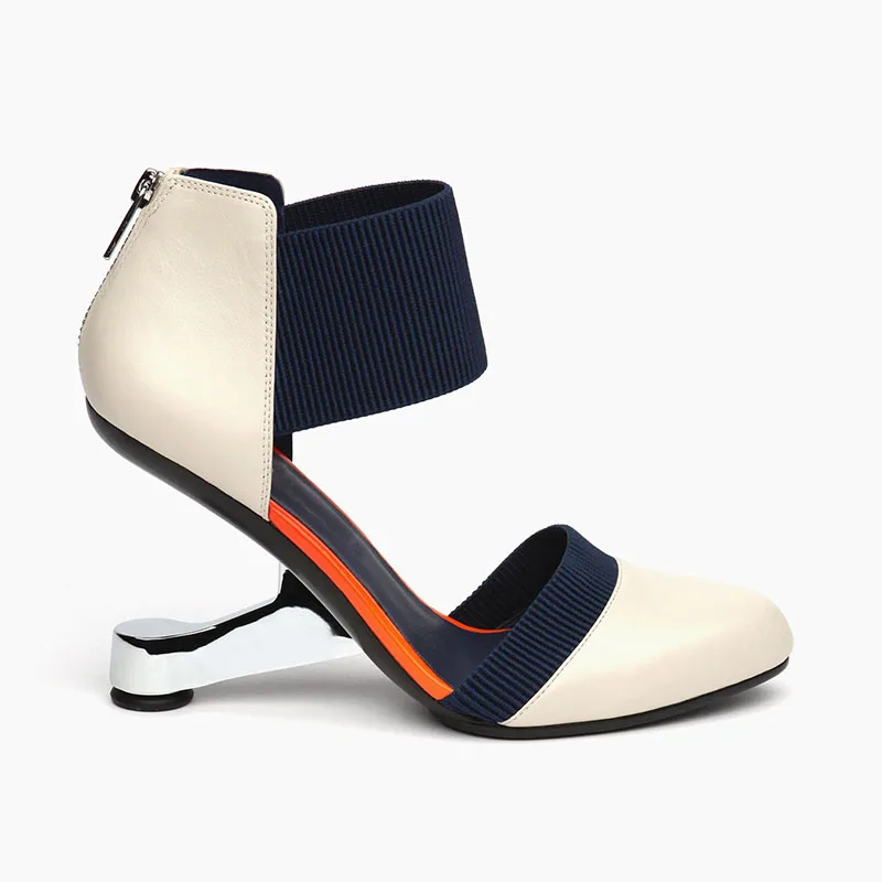 D'Oray/женские туфли на A-BUYBEA каблуке; Туфли с круглым носком из двух частей; высокие туфли с металлическим украшением; женские туфли-лодочки; смешанные цвета; размеры 34-39