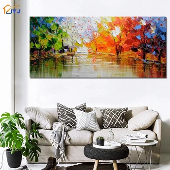 

Autumn Landscape Picture Canvas Wall Art 100% Hand Painted Modern Abstract Oil Painting Art for Home Decor Gift No Frame SL132