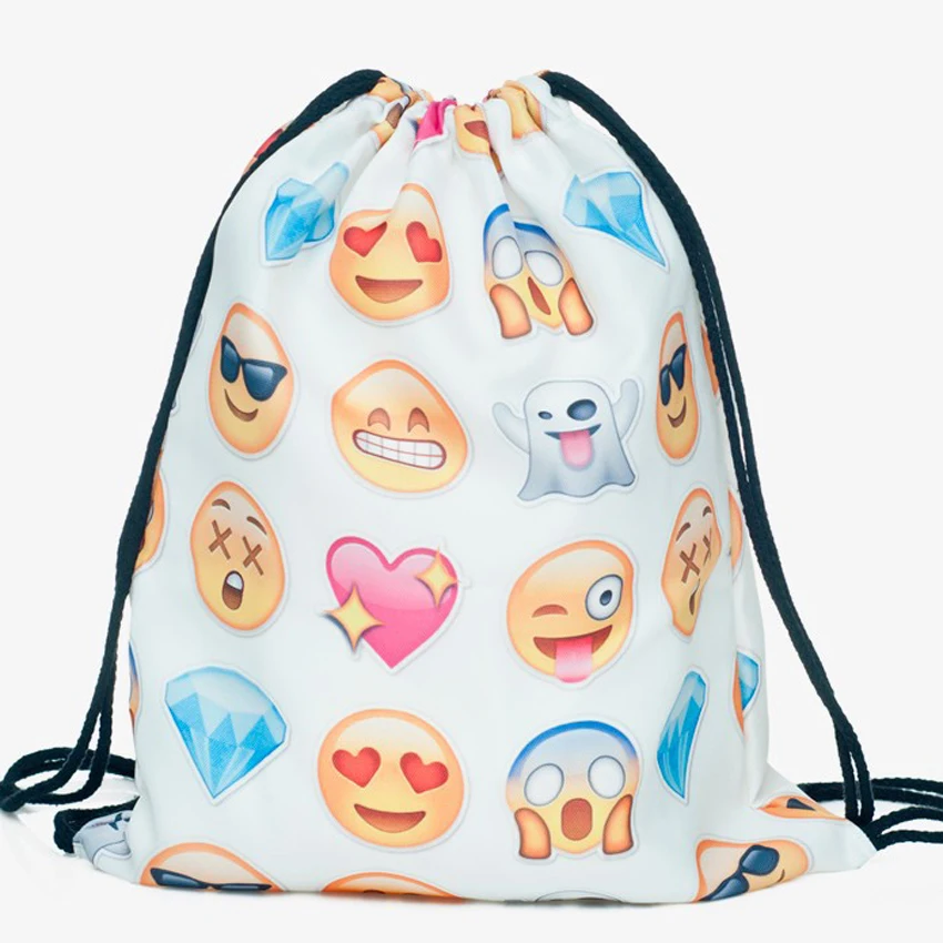 Emoji drawstring bag escolar backpack 3d Printed bags mochila feminina
