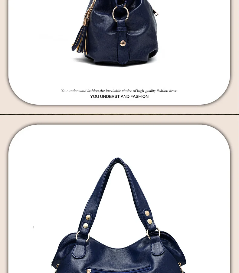 Двойной кисточкой повседневное для женщин сумки на плечо кожа Сумка Хобо сплошной цвет Высокое качество Женская сумочка кошелек