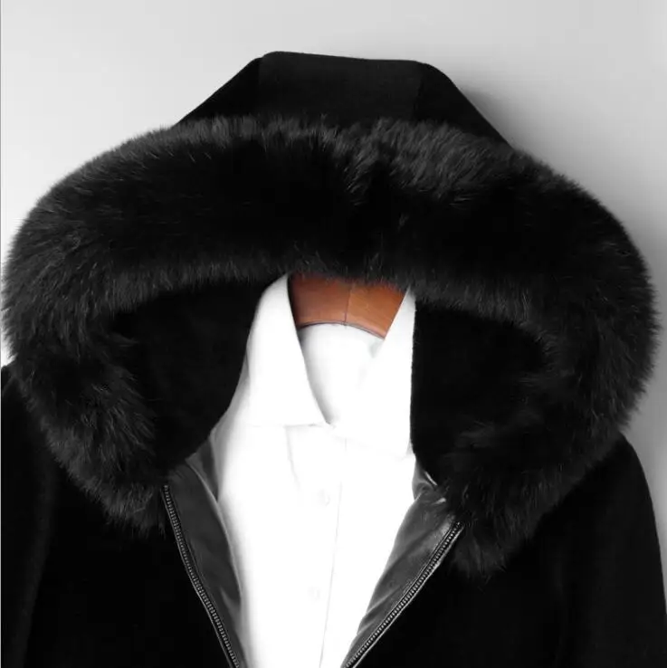 Мужской подлинный натуральных мех большой меховой капюшон пальто S1026-010