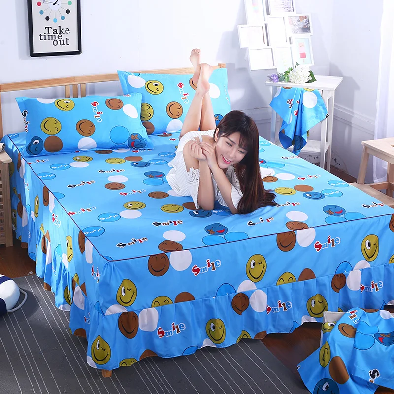 Korean bed skirt set thicken bed cover sheets bed 100 cotton quilted