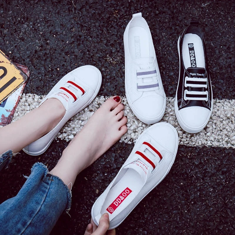 

2018 new spring tenis feminino white shoes woman PU Leather solid color female casual women sneakers Vulcanize Shoes Yasilaiya