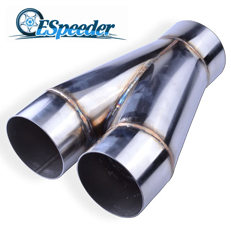 

ESPEEDER Car Y Shape 3.5' Inlet 3.5' Double Outlet Stainless Steel 3.5' Car Exhaust Tip Muffler Pipe Universal Exhaust System