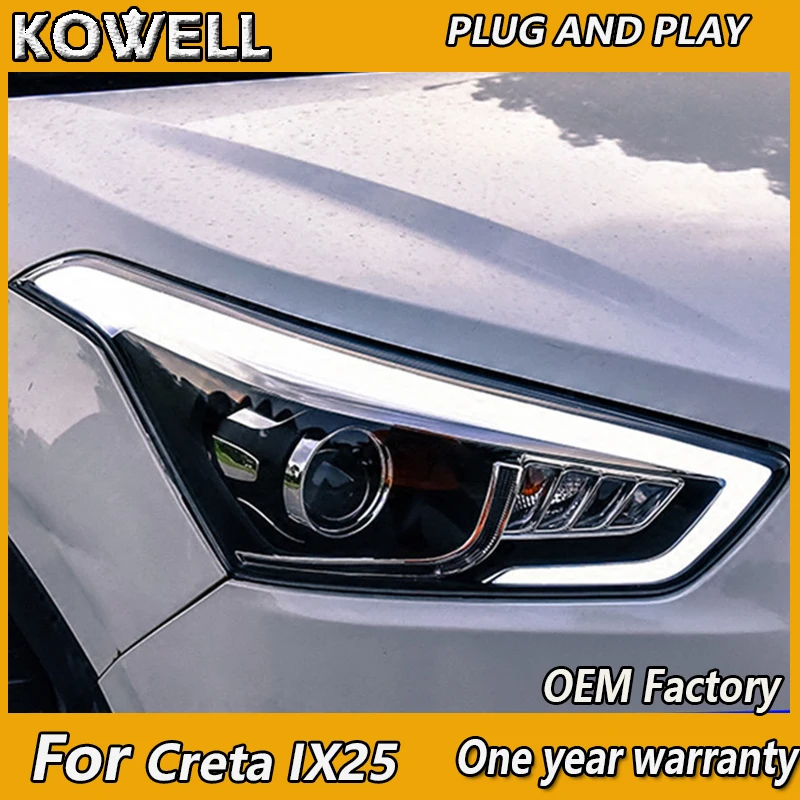 Автостайлинг KOWELL для hyundai ix25 светильник s Creta светодиодный ная фара ангельские