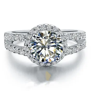 

OEM Sales Customized Stunning 2CT 585 Gold Jewelry Genuine Gold Ring SONA Synthetic Diamant Engagement Ring Women 585 White Gold