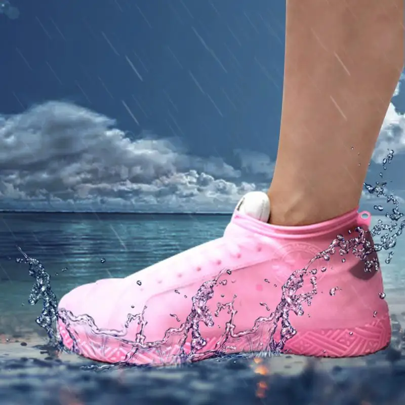 Reusable Silicone Waterproof Rain Shoes Covers Slip-resistant Rubber Rain Boot Overshoes Shoes Accessories Outdoor Thick Sole