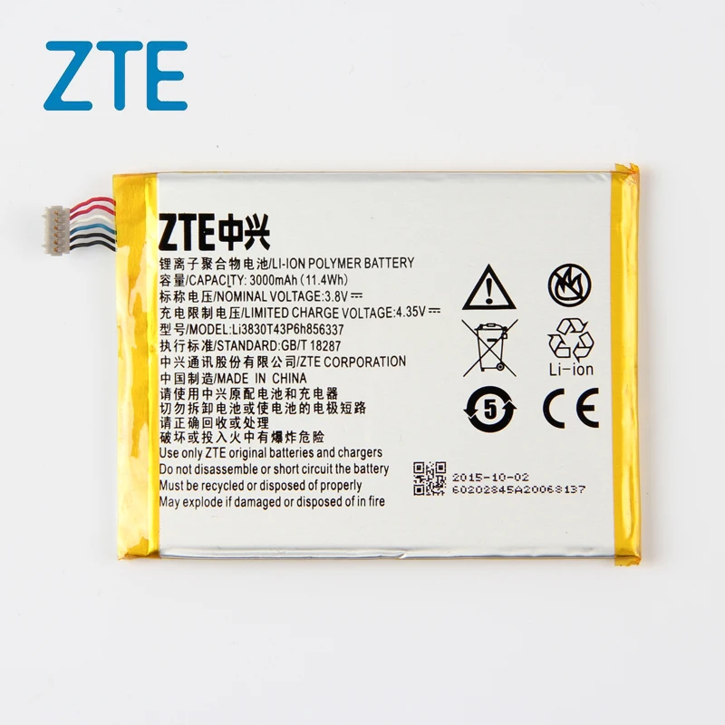 

Original ZTE Blade S6 phone battery For ZTE Blade S6 Lux Q7/-C G719C N939St V5 Pro N939ST N939SC N939SD Li3830T43p6h856337