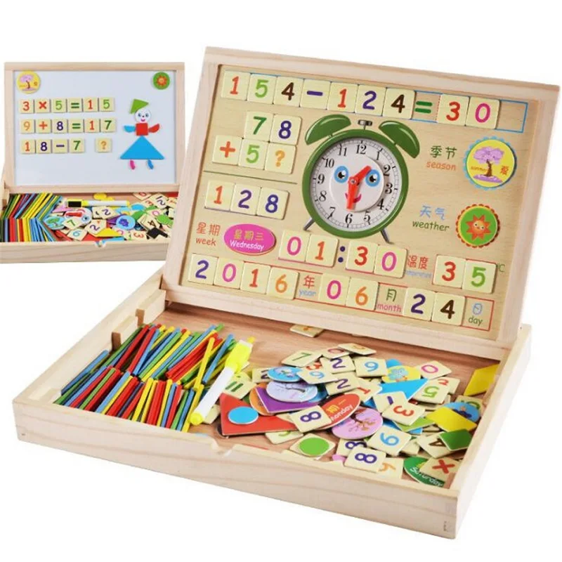 

multifunctional Wooden Toy Magnetic Board/number card/puzzle/sticks/clock/Mathematic/Jigsaw/Drawing high quality gift