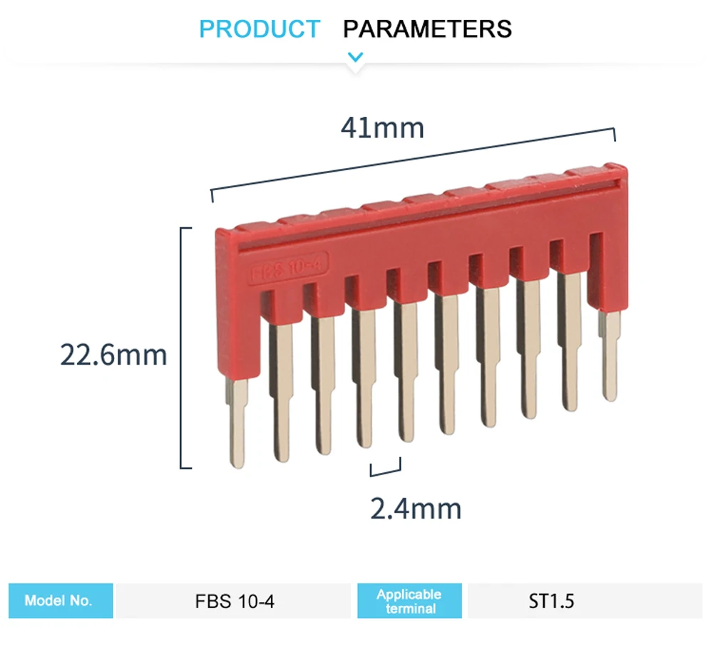Перемычка FBS 4-5 штекер в мост для 2,5 мм^ 2 проводки ST и PT din-рейку клеммные блоки L20.6/H22.8/W3.1mm 4 места разъем