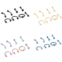 Смешанные 8 шт./лот 16 г титановая анодированная нержавеющая сталь ювелирные изделия для тела Спираль пирсинг уха брови носа губ Пленительные кольца