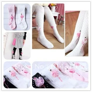 Free shipping 2pcs/lot free shipping  Cute Ballerina girlCotton children baby tights  girl tights atwt0007