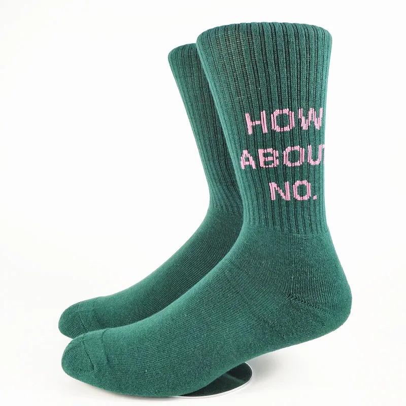 Мужские уличное для скейта Харадзюку забавные слоган чужеродные носки США Размер 8-11, европейский размер 41-44(толстый 80% хлопок - Цвет: Зеленый