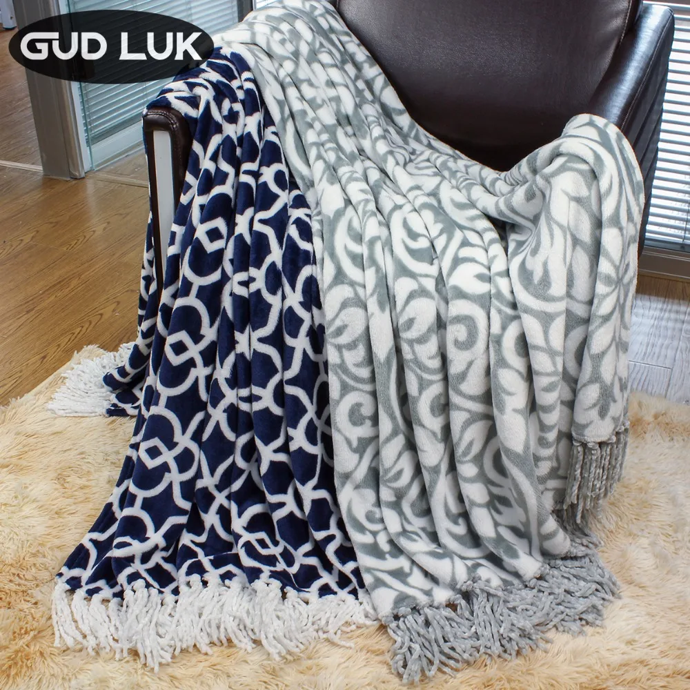 

130*160cm Warm Flannel Blanket Pattern Sofa Air Throw Travel Plaids Manta Blanket Soft Bedsheet Tassel Manta Cobertor BL002