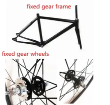 free shipping 700C carbon fixed gear frame and fixed gear wheels track bikes frame fixed gear bicychle wheels and fork set