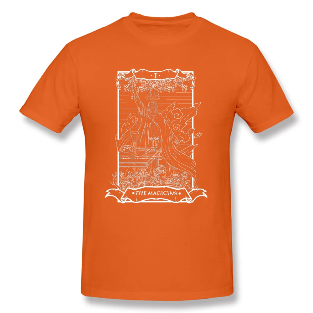 Leisure Design Tops T Shirt Short Sleeve for Men 100% Cotton Summer/Autumn O-Neck T Shirts Printing Tops Shirt Fashionable Tarot Card The Magician Dark Edition 4711 orange