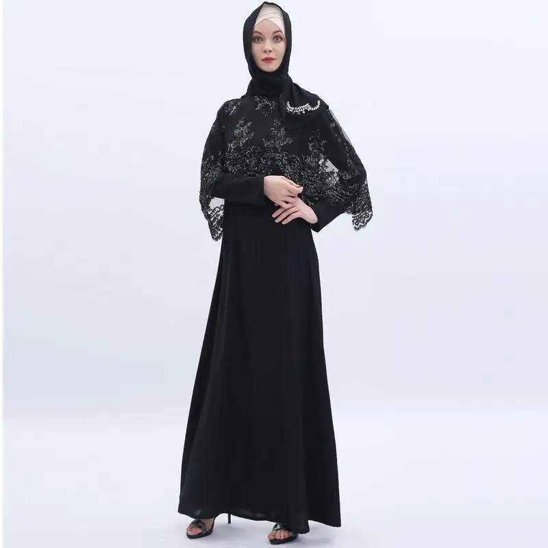 Мусульманское платье с блестками Abaya Дубай комплект из 2 предметов кафтан для