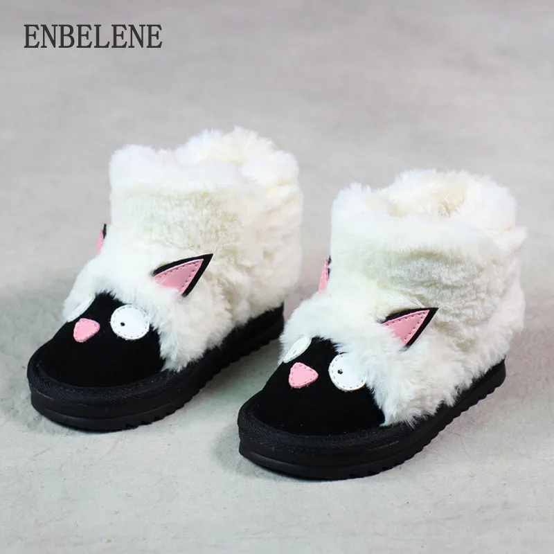 2018 winter baby girls slip on short ankle snow boots children white