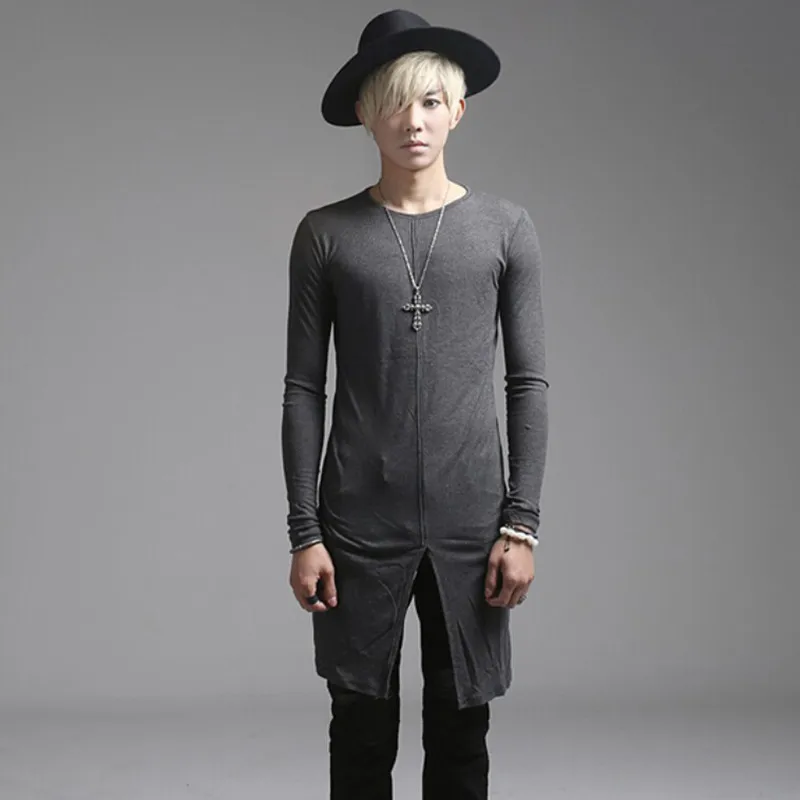 

Autumn men long sleeve t-shirt nightclub singer punk hip hop tops clothes men sexy slim fit tee shirts stage costume