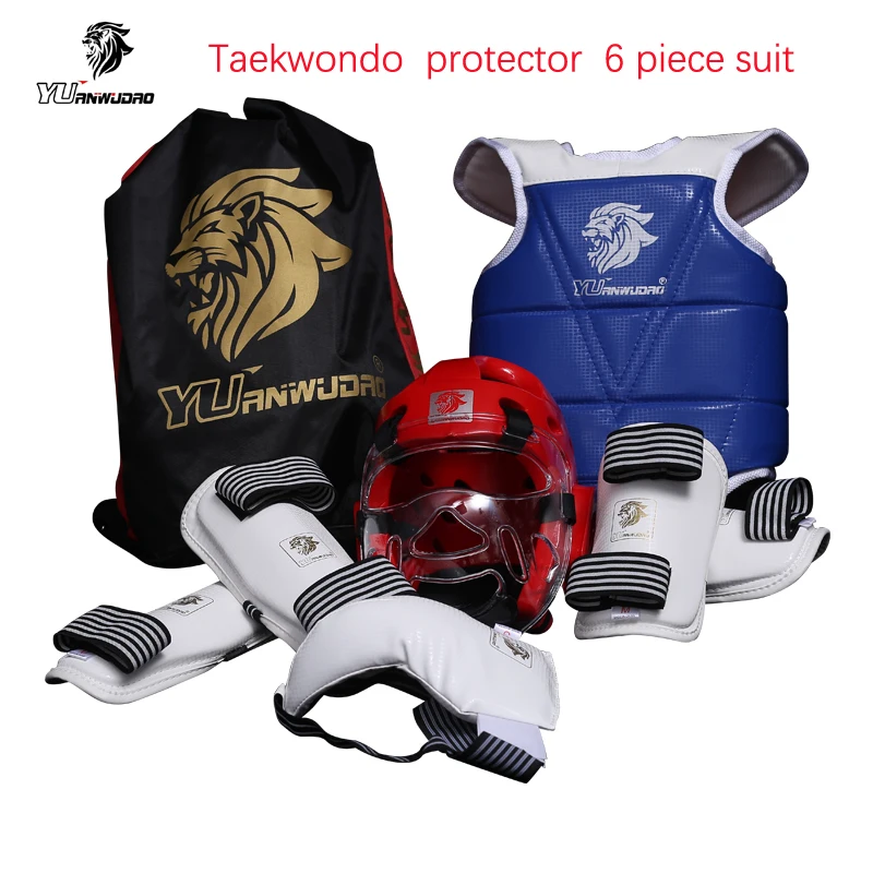 

Taekwondo Protector thickening equipment 6 piece Children adult karate Tkd Sanda Boxing Match Black Belt hot sale