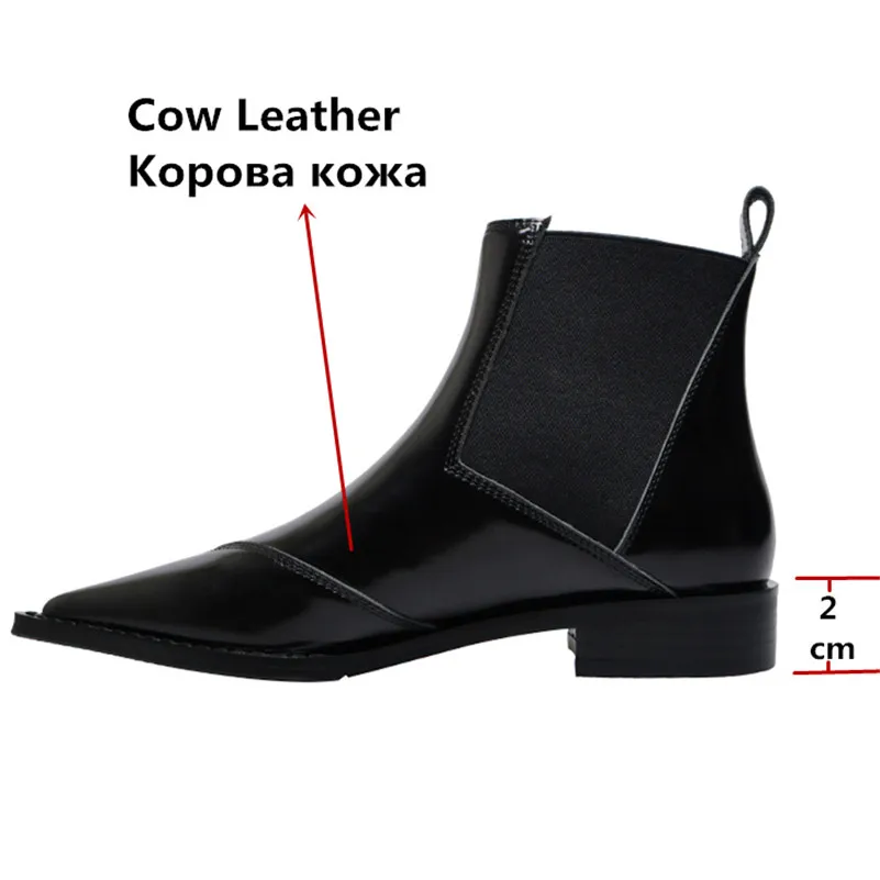 FEDONAS Fashion Punk Pointed Toe Low Heels Women Ankle Boots Slip on Chelsea Boots Cow Leather Party Office Shoes Woman